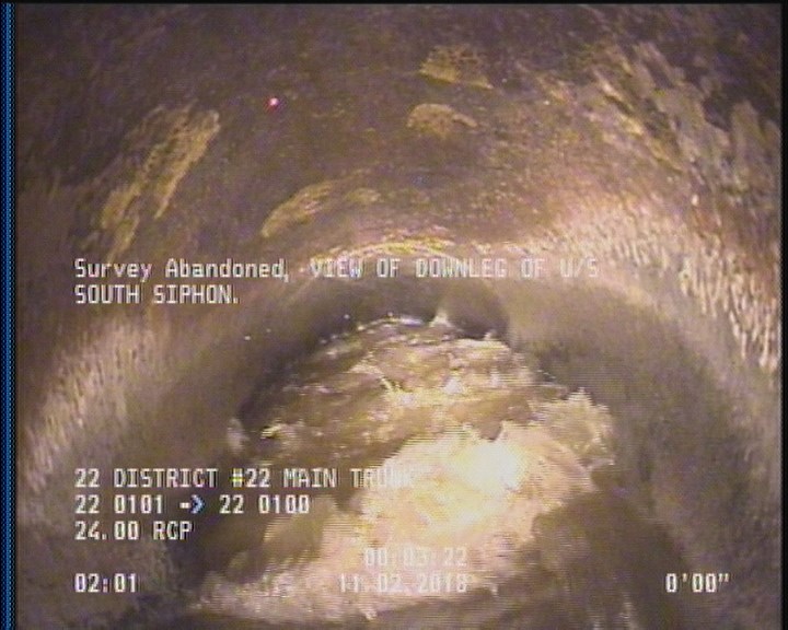 Survey Abandoned - VIEW OF DOWNLEG OF U/S SOUTH SIPHON.