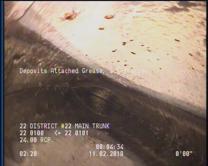 Deposits Attached Grease, 5 %of cross sectional area, from 12 to 12 o'clock, , within 8 inches of joint: YES