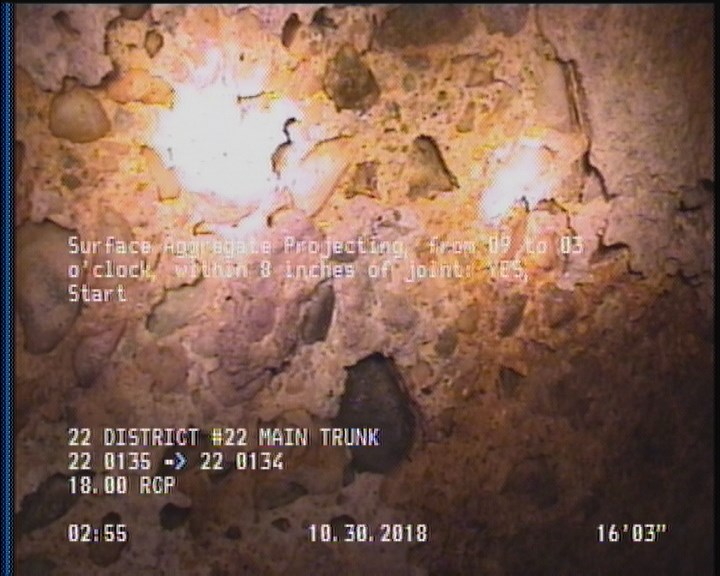 Surface Aggregate Projecting, from 09 to 03 o'clock, within 8 inches of joint: YES, Start