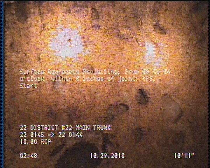 Surface Aggregate Projecting, from 08 to 04 o'clock, within 8 inches of joint: YES, Start