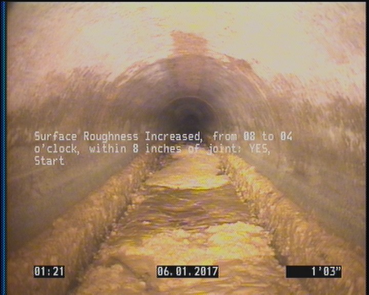 Surface Roughness Increased, from 08 to 04 o'clock, within 8 inches of joint: YES, Start