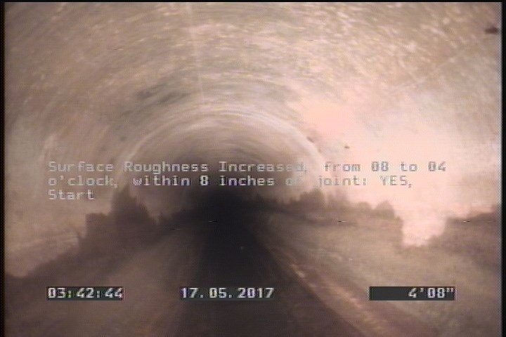 Surface Roughness Increased, from 08 to 04 o'clock, within 8 inches of joint: YES, Start