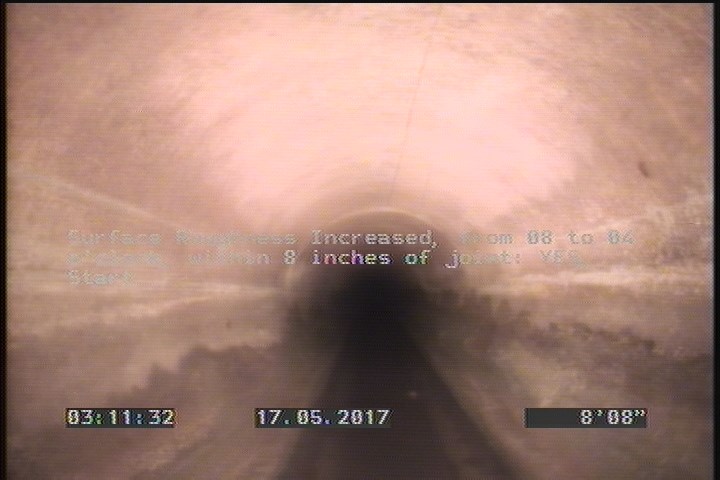 Surface Roughness Increased, from 08 to 04 o'clock, within 8 inches of joint: YES, Start
