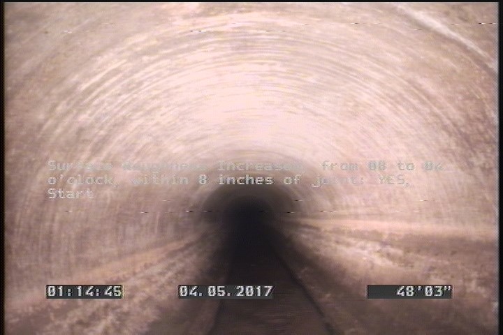 Surface Roughness Increased, from 08 to 04 o'clock, within 8 inches of joint: YES, Start