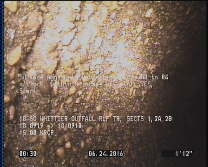 Surface Aggregate Projecting, from 08 to 04 o'clock, within 8 inches of joint: YES, Start