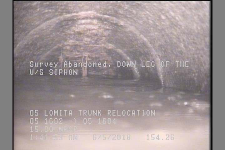 Survey Abandoned - DOWN LEG OF THE U/S SIPHON