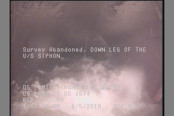 Survey Abandoned - DOWN LEG OF THE U/S SIPHON