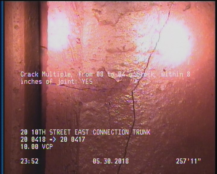 Crack Multiple, from 08 to 04 o'clock, within 8 inches of joint: YES