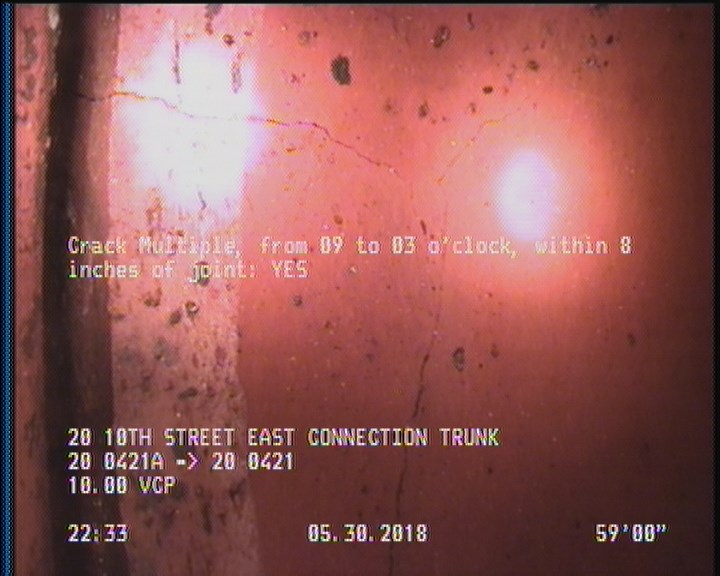 Crack Multiple, from 09 to 03 o'clock, within 8 inches of joint: YES