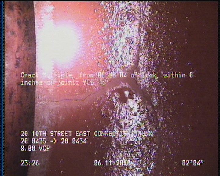 Crack Multiple, from 08 to 04 o'clock, within 8 inches of joint: YES
