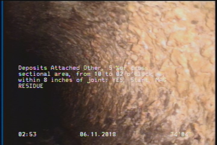 Deposits Attached Other, 5 %of cross sectional area, from 10 to 02 o'clock, , within 8 inches of joint: YES, Start - MAG RESIDUE