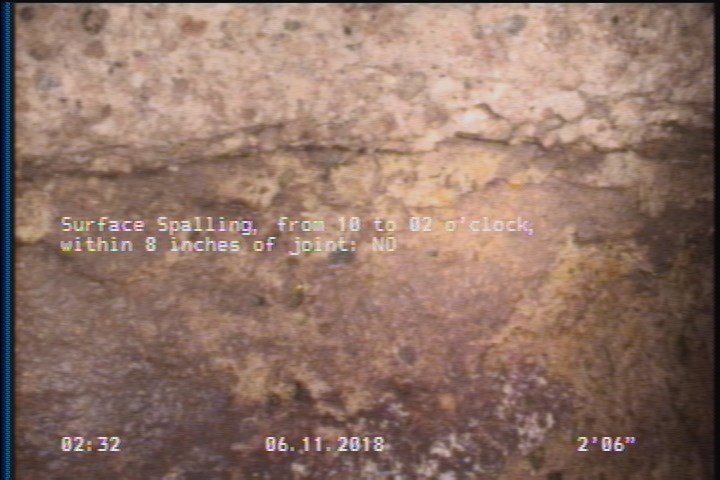 Surface Spalling, from 10 to 02 o'clock, within 8 inches of joint: NO