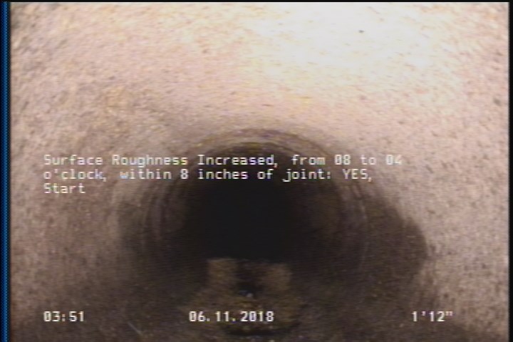 Surface Roughness Increased, from 08 to 04 o'clock, within 8 inches of joint: YES, Start