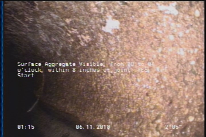 Surface Aggregate Visible, from 08 to 04 o'clock, within 8 inches of joint: YES, Start