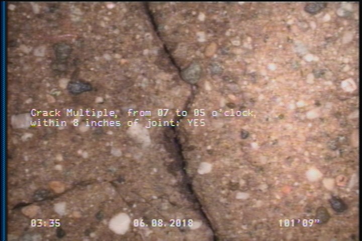 Crack Multiple, from 07 to 05 o'clock, within 8 inches of joint: YES
