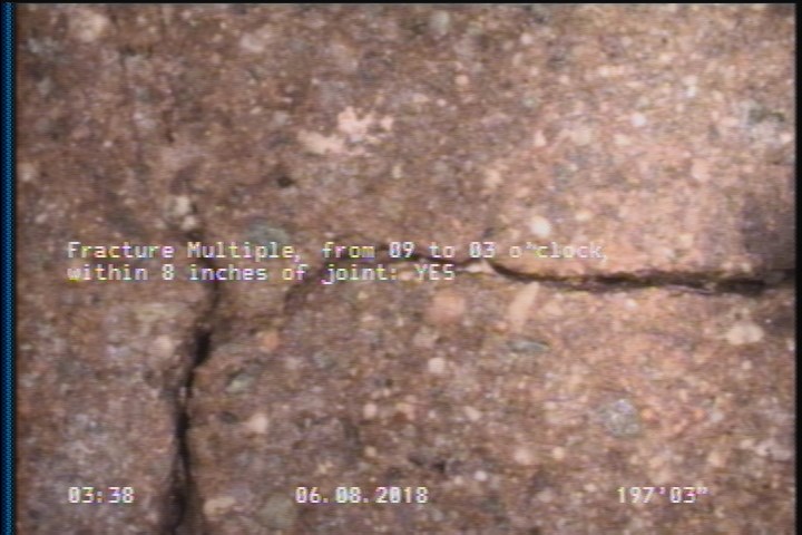 Fracture Multiple, from 09 to 03 o'clock, within 8 inches of joint: YES