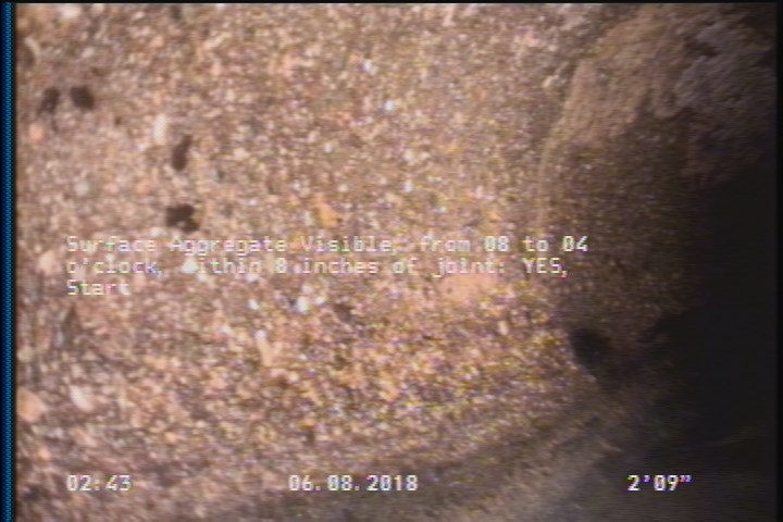 Surface Aggregate Visible, from 08 to 04 o'clock, within 8 inches of joint: YES, Start