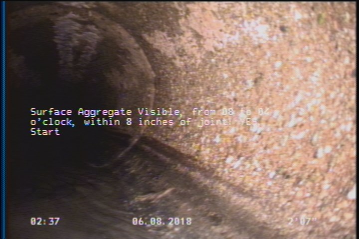 Surface Aggregate Visible, from 08 to 04 o'clock, within 8 inches of joint: YES, Start