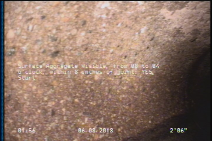 Surface Aggregate Visible, from 08 to 04 o'clock, within 8 inches of joint: YES, Start