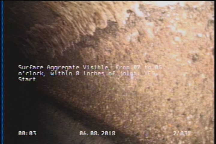Surface Aggregate Visible, from 07 to 05 o'clock, within 8 inches of joint: YES, Start