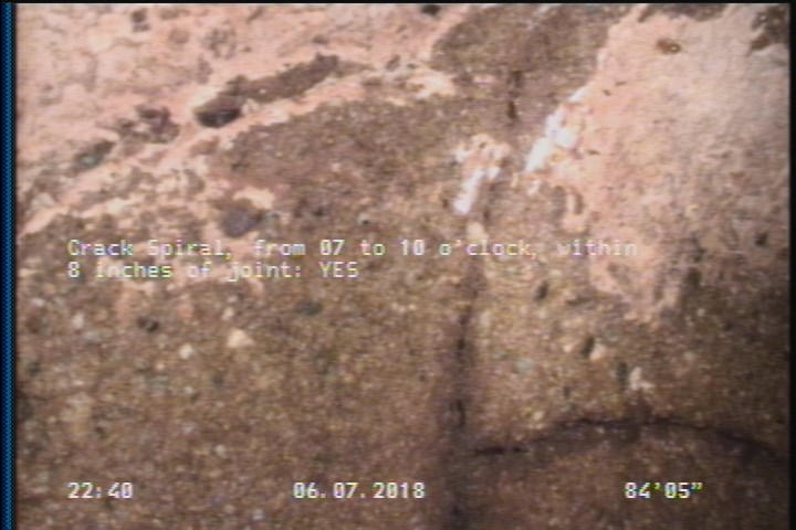 Crack Spiral, from 07 to 10 o'clock, within 8 inches of joint: YES