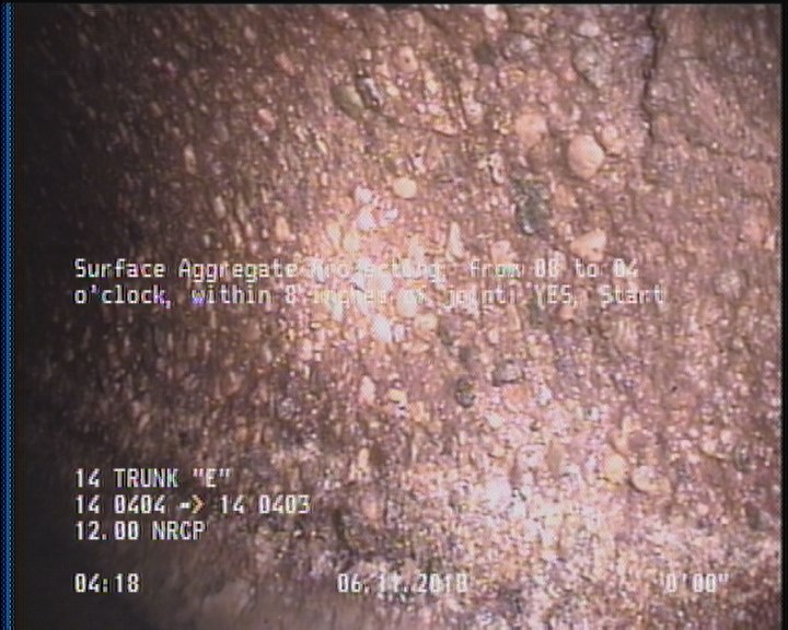 Surface Aggregate Projecting, from 08 to 04 o'clock, within 8 inches of joint: YES, Start