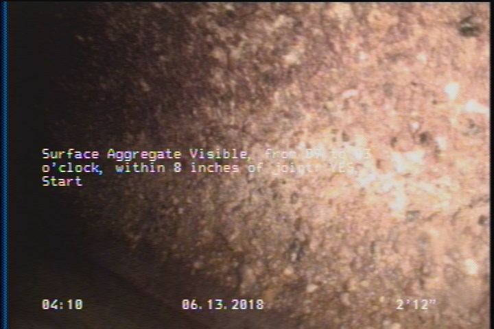 Surface Aggregate Visible, from 09 to 03 o'clock, within 8 inches of joint: YES, Start
