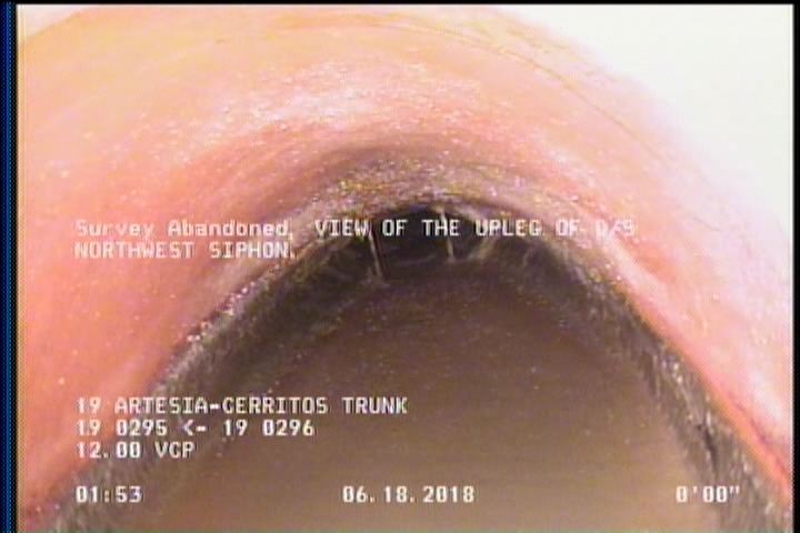 Survey Abandoned - VIEW OF THE UPLEG OF D/S NORTHWEST SIPHON.