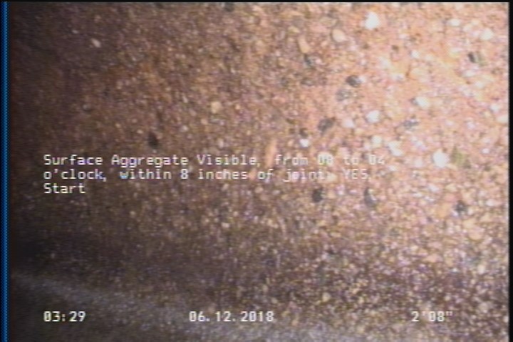 Surface Aggregate Visible, from 08 to 04 o'clock, within 8 inches of joint: YES, Start