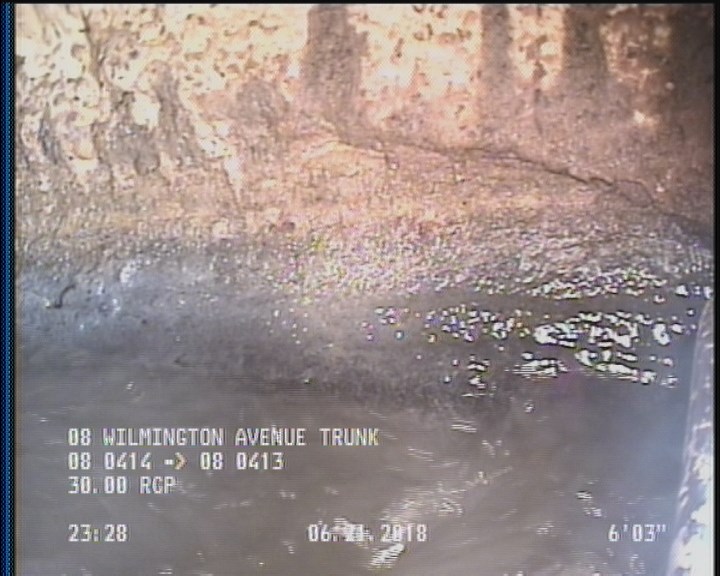 Deposits Attached Grease, 5 %of cross sectional area, from 04 to 08 o'clock, , within 8 inches of joint: YES, Start