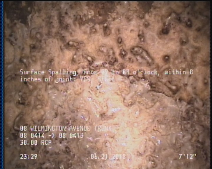 Surface Spalling, from 09 to 03 o'clock, within 8 inches of joint: YES, Start