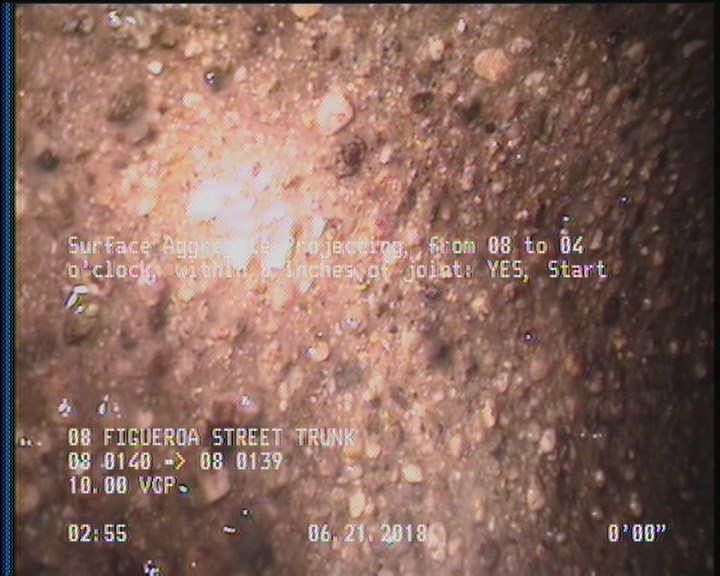 Surface Aggregate Projecting, from 08 to 04 o'clock, within 8 inches of joint: YES, Start