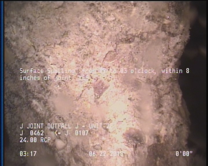 Surface Spalling, from 09 to 03 o'clock, within 8 inches of joint: YES