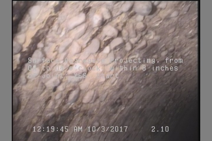 Surface Aggregate Projecting, from 08 to 04 o'clock, within 8 inches of joint: YES, Start