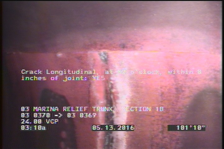 Crack Longitudinal, at 02 o'clock, within 8 inches of joint: YES