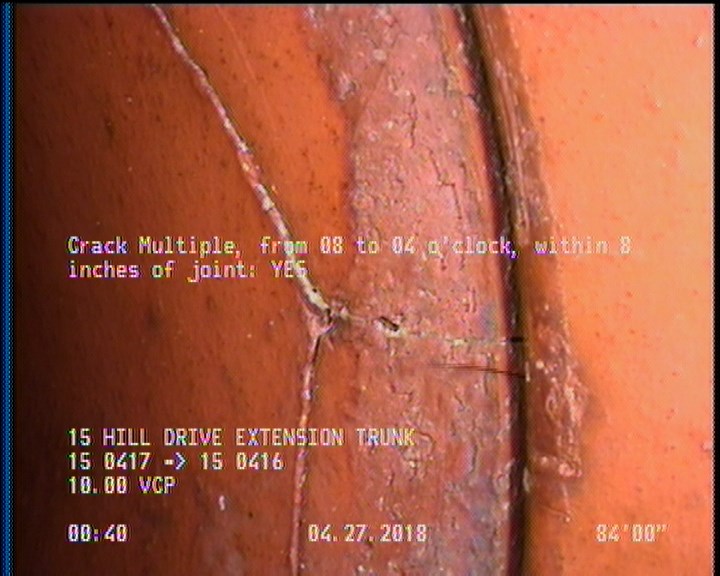 Crack Multiple, from 08 to 04 o'clock, within 8 inches of joint: YES