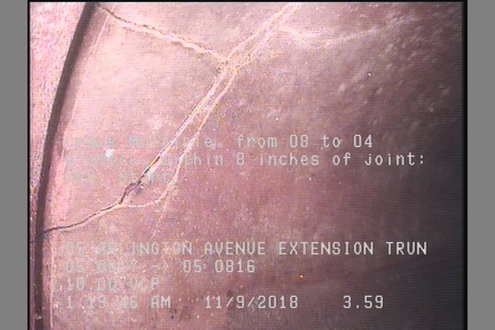 Crack Multiple, from 08 to 04 o'clock, within 8 inches of joint: YES, Start