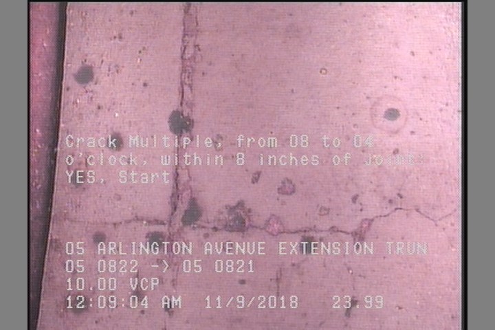 Crack Multiple, from 08 to 04 o'clock, within 8 inches of joint: YES, Start