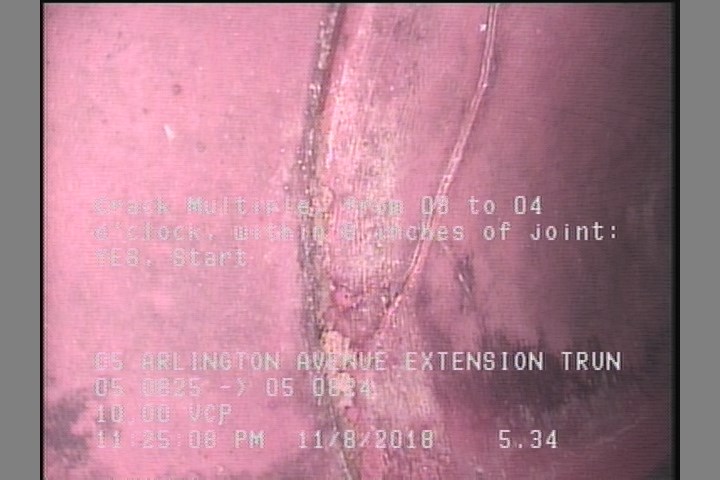 Crack Multiple, from 08 to 04 o'clock, within 8 inches of joint: YES, Start