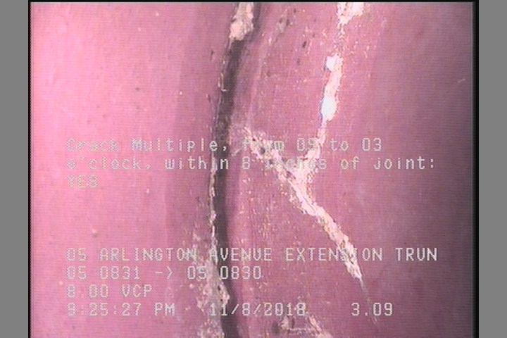 Crack Multiple, from 09 to 03 o'clock, within 8 inches of joint: YES