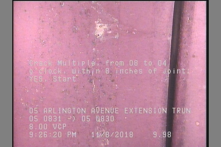 Crack Multiple, from 08 to 04 o'clock, within 8 inches of joint: YES, Start