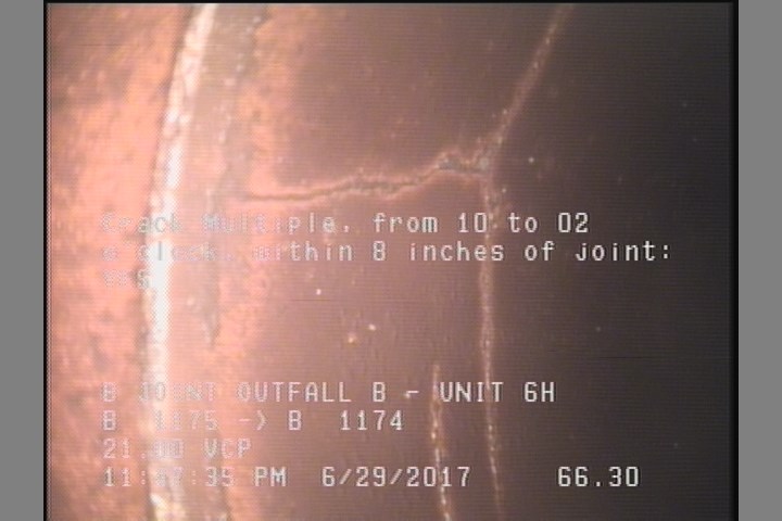 Crack Multiple, from 10 to 02 o'clock, within 8 inches of joint: YES