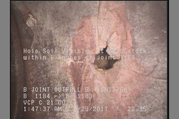 Hole Soil Visible, at 03 o'clock, within 8 inches of joint: YES