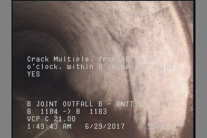 Crack Multiple, from 09 to 04 o'clock, within 8 inches of joint: YES