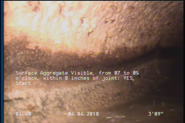 Surface Aggregate Visible, from 07 to 05 o'clock, within 8 inches of joint: YES, Start