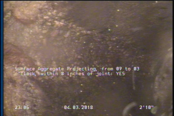 Surface Aggregate Projecting, from 09 to 03 o'clock, within 8 inches of joint: YES