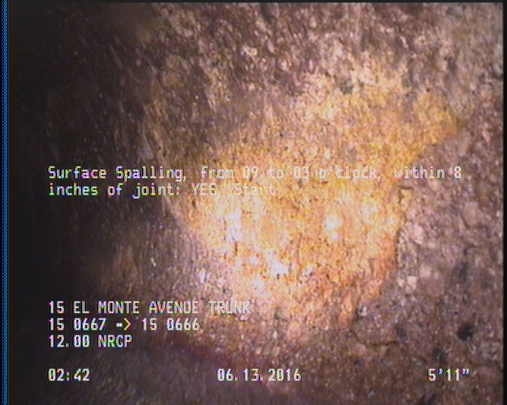Surface Spalling, from 09 to 03 o'clock, within 8 inches of joint: YES, Start