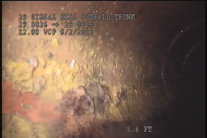 Deposits Attached Encrustation, 5 %of cross sectional area, from 07 to 05 o'clock, , within 8 inches of joint: YES, Start