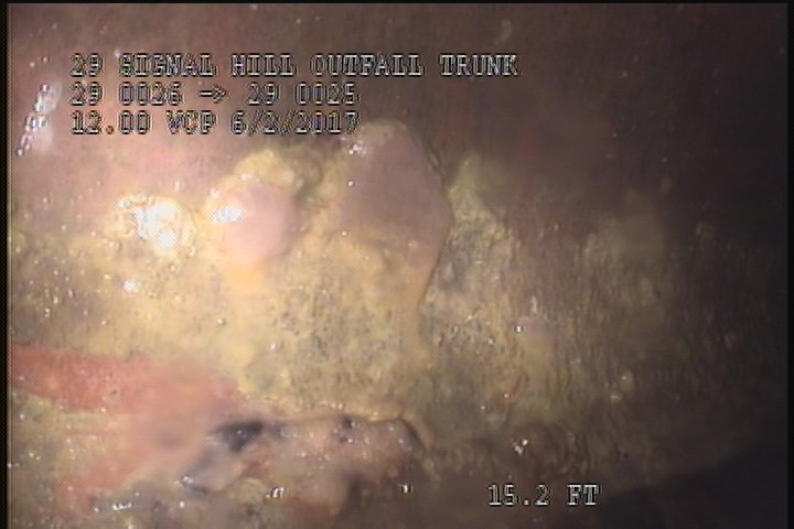 Deposits Attached Grease, 5 %of cross sectional area, from 07 to 05 o'clock, , within 8 inches of joint: YES, Start