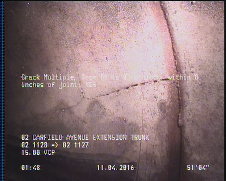 Crack Multiple, from 09 to 03 o'clock, within 8 inches of joint: YES